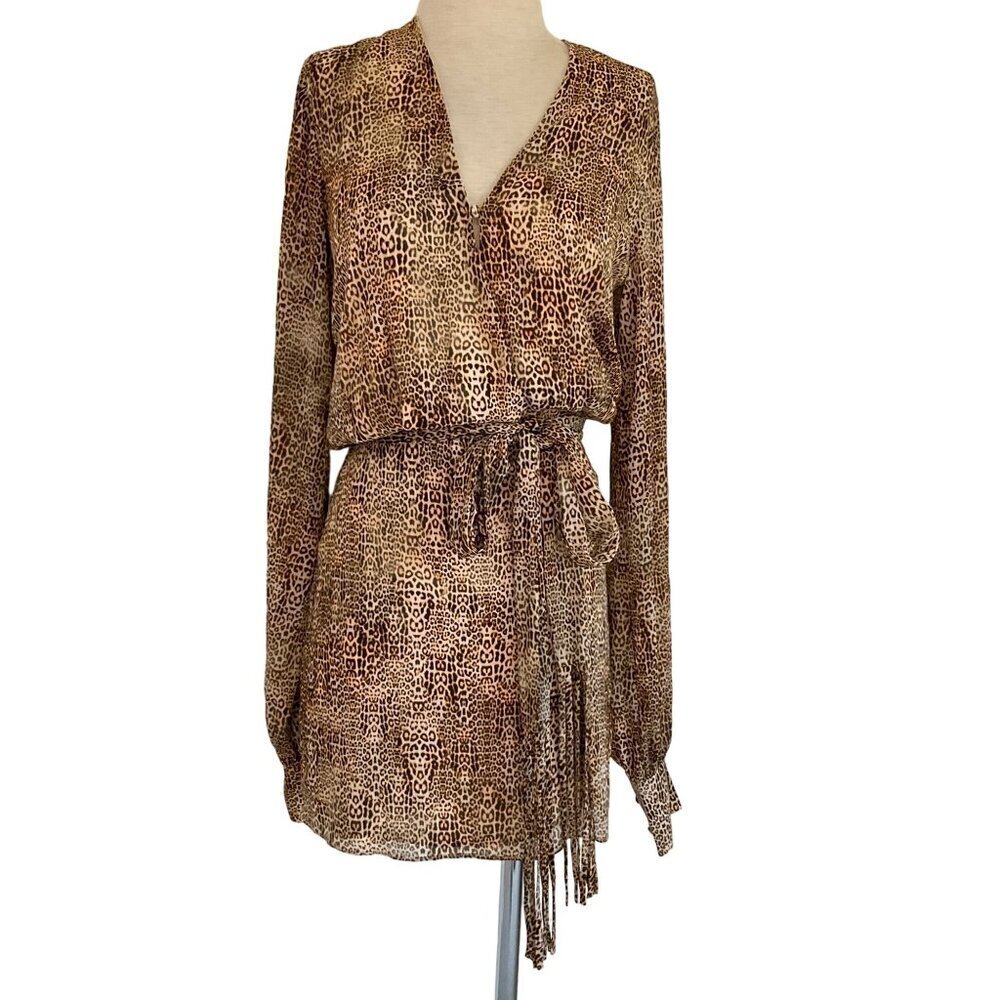 Alexis Dula Dress in Animal Print XSmall New Womens Faux Wrap Mini - Picture 4 of 16